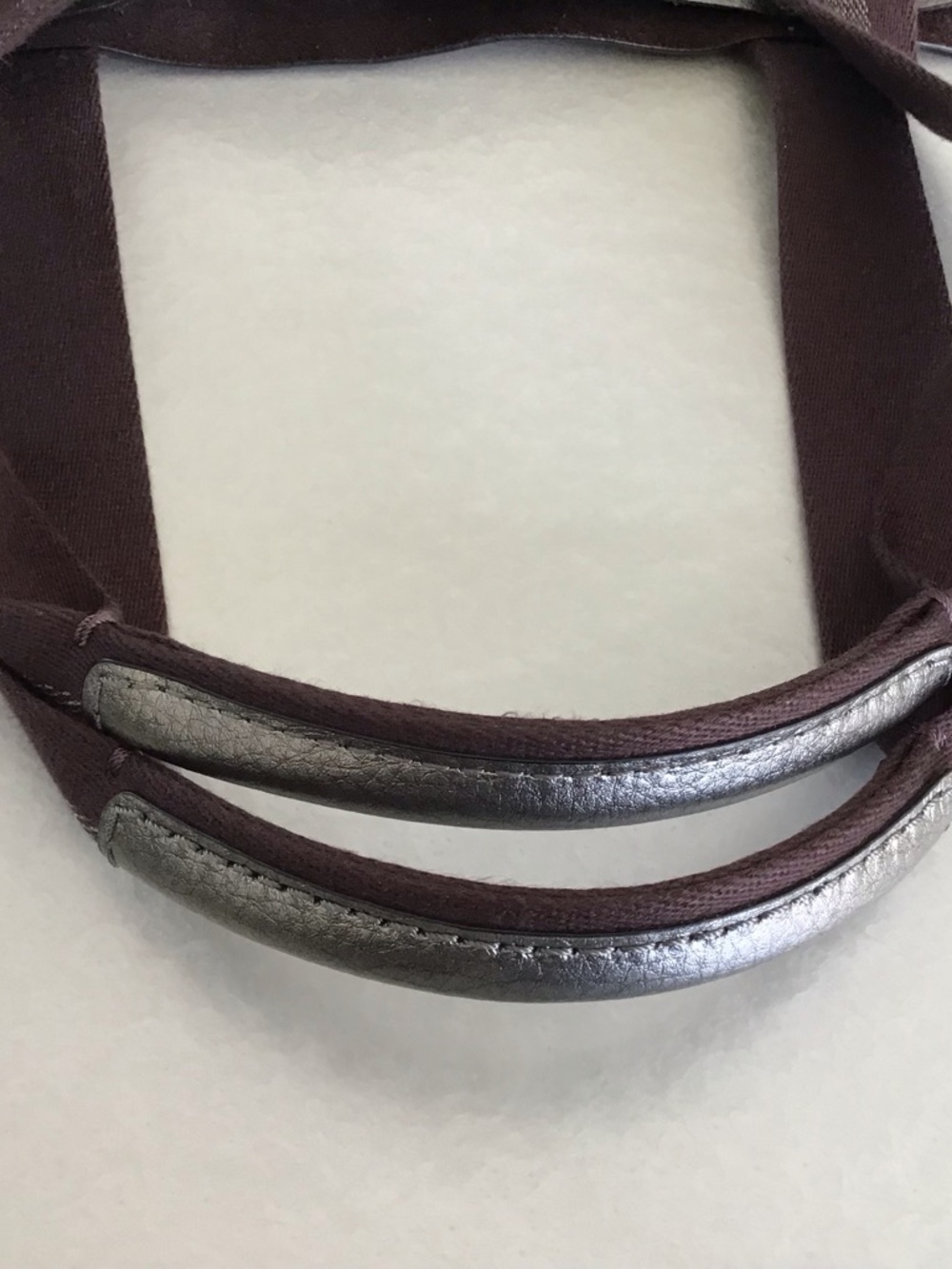Coach Gunmetal Metallic Large Leather Tote with Dark Brown Straps EUC - Picture 7 of 13